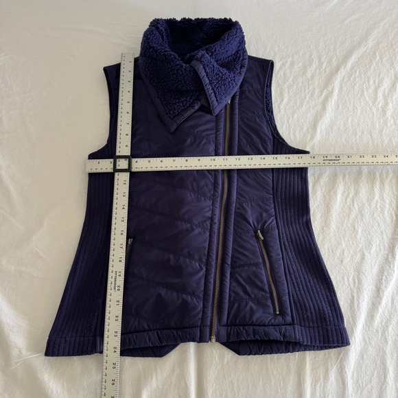 PrAna Women's Size M Navy Blue Diva Moto Mixed Materials Sweater Vest - Picture 3 of 12